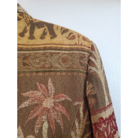 Vintage Giancarlo Ferrari Tapestry Zip Up Lined Elephant Jacket Women's Size 10 - Picture 10 of 12